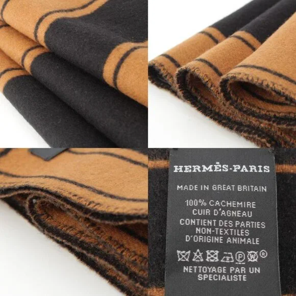 Hermes Cashmere Cles Do-h Scarf Brown Black